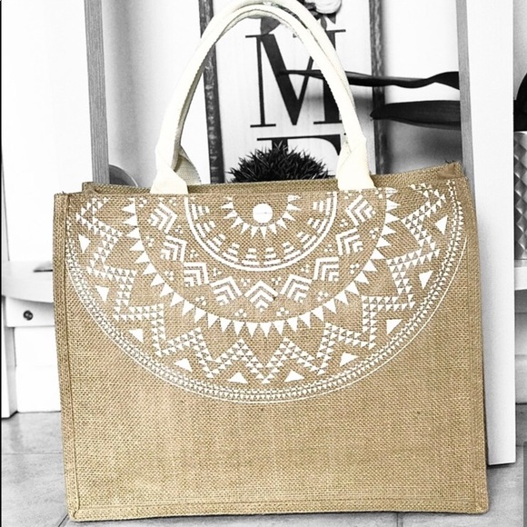 Boho Aztec jute lightweight tote bag - Picture 8 of 8